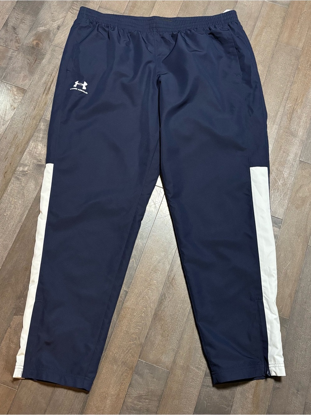 Under Armour Navy Joggers with White Side Stripes - Kids